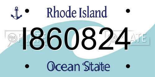 I860824 Rhode Island License Plate