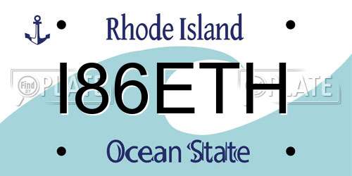 I86ETH Rhode Island License Plate
