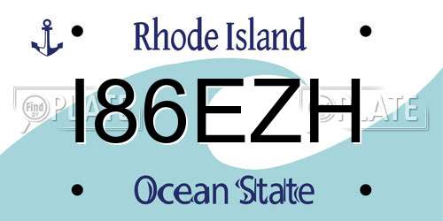 I86EZH Rhode Island License Plate
