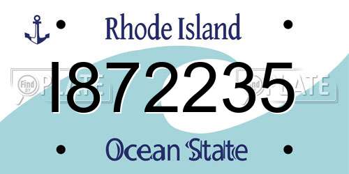 I872235 Rhode Island License Plate