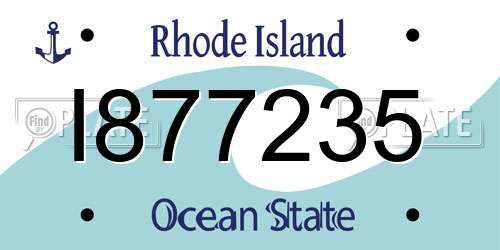 I877235 Rhode Island License Plate