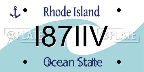 I87IIV Rhode Island License Plate