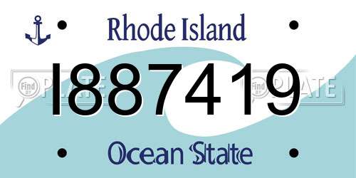 I887419 Rhode Island License Plate