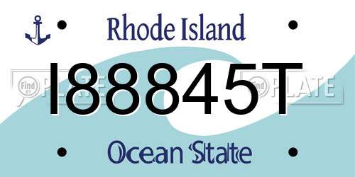 I88845T Rhode Island License Plate
