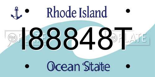 I88848T Rhode Island License Plate