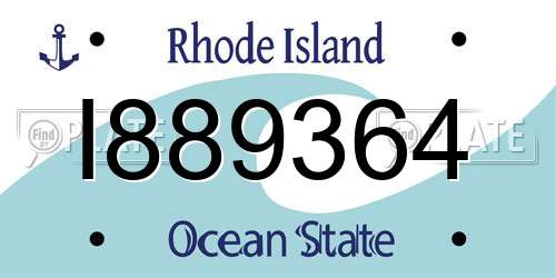 I889364 Rhode Island License Plate