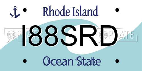 I88SRD Rhode Island License Plate
