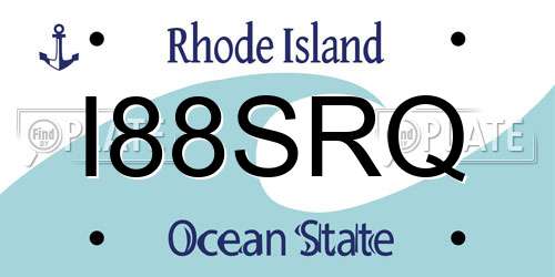 I88SRQ Rhode Island License Plate