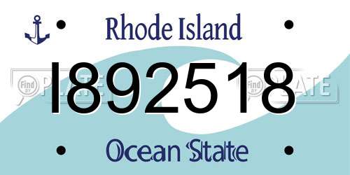 I892518 Rhode Island License Plate