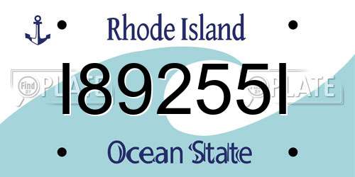 I89255I Rhode Island License Plate