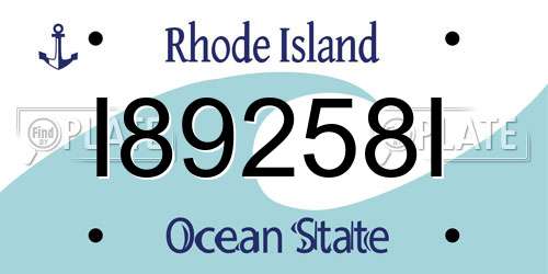 I89258I Rhode Island License Plate