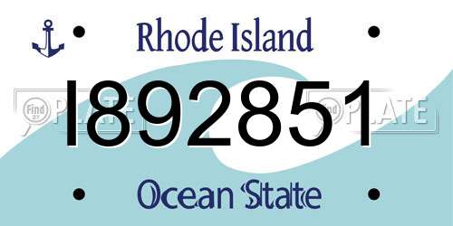 I892851 Rhode Island License Plate