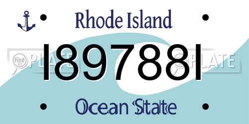 I89788I Rhode Island License Plate