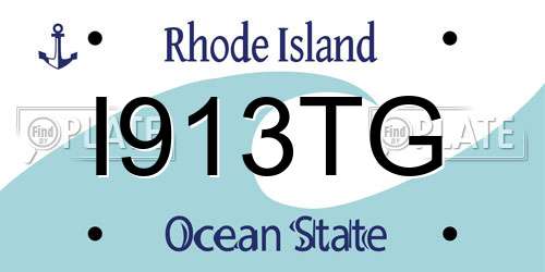 I913TG Rhode Island License Plate