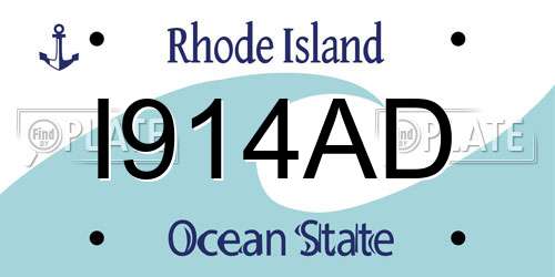I914AD Rhode Island License Plate