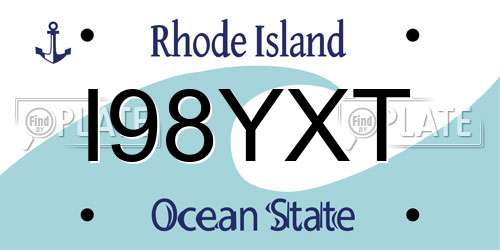 I98YXT Rhode Island License Plate