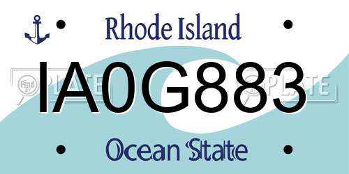 IA0G883 Rhode Island License Plate