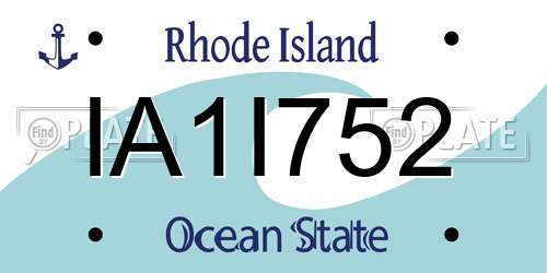 IA1I752 Rhode Island License Plate