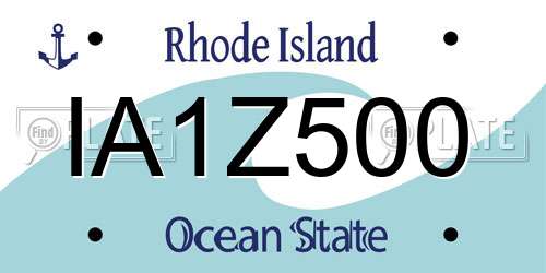 IA1Z500 Rhode Island License Plate