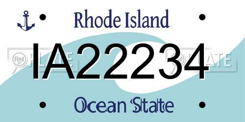 IA22234 Rhode Island License Plate
