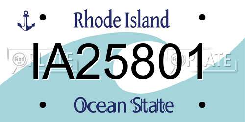IA25801 Rhode Island License Plate