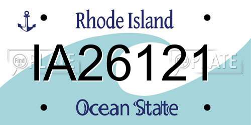 IA26121 Rhode Island License Plate