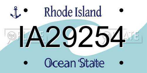 IA29254 Rhode Island License Plate