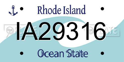 IA29316 Rhode Island License Plate