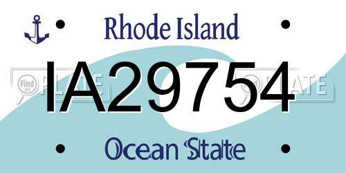 IA29754 Rhode Island License Plate
