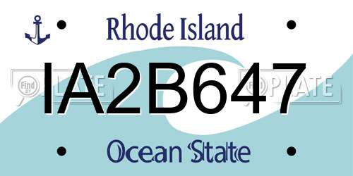 IA2B647 Rhode Island License Plate
