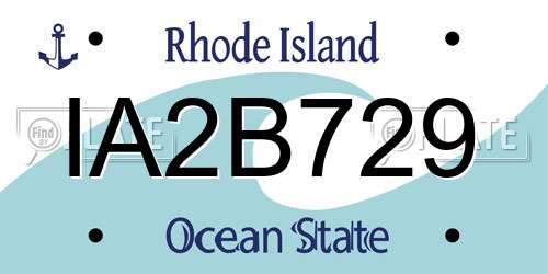 IA2B729 Rhode Island License Plate