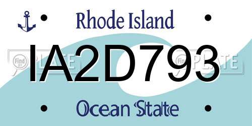 IA2D793 Rhode Island License Plate