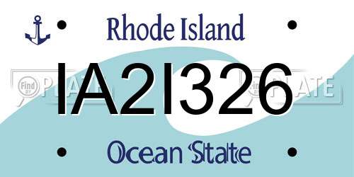 IA2I326 Rhode Island License Plate