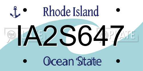 IA2S647 Rhode Island License Plate