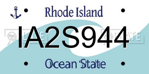 IA2S944 Rhode Island License Plate