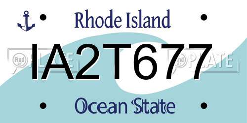 IA2T677 Rhode Island License Plate