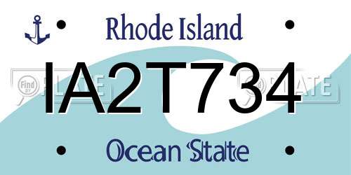 IA2T734 Rhode Island License Plate