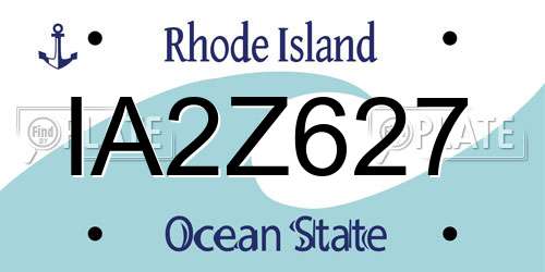 IA2Z627 Rhode Island License Plate