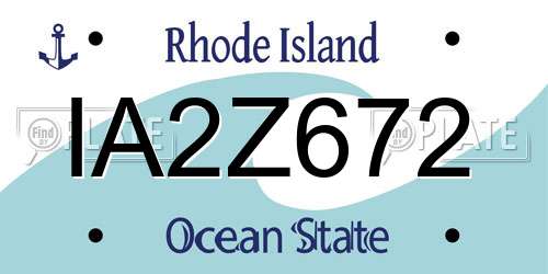 IA2Z672 Rhode Island License Plate