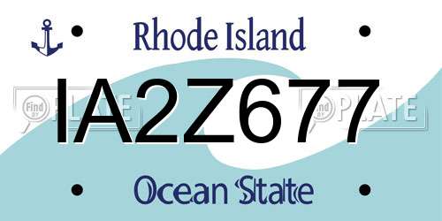 IA2Z677 Rhode Island License Plate