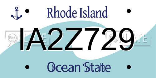 IA2Z729 Rhode Island License Plate