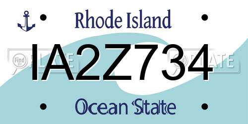 IA2Z734 Rhode Island License Plate