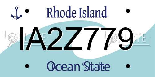 IA2Z779 Rhode Island License Plate