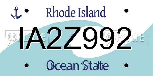 IA2Z992 Rhode Island License Plate