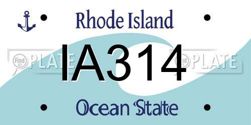 IA314 Rhode Island License Plate