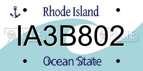 IA3B802 Rhode Island License Plate