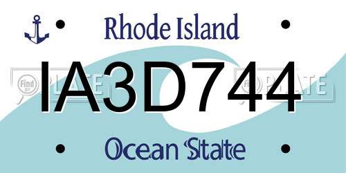 IA3D744 Rhode Island License Plate
