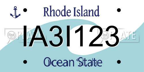 IA3I123 Rhode Island License Plate