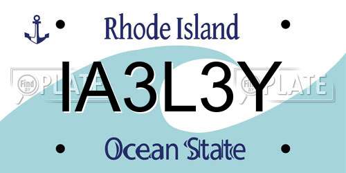 IA3L3Y Rhode Island License Plate