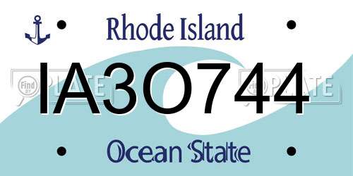 IA3O744 Rhode Island License Plate